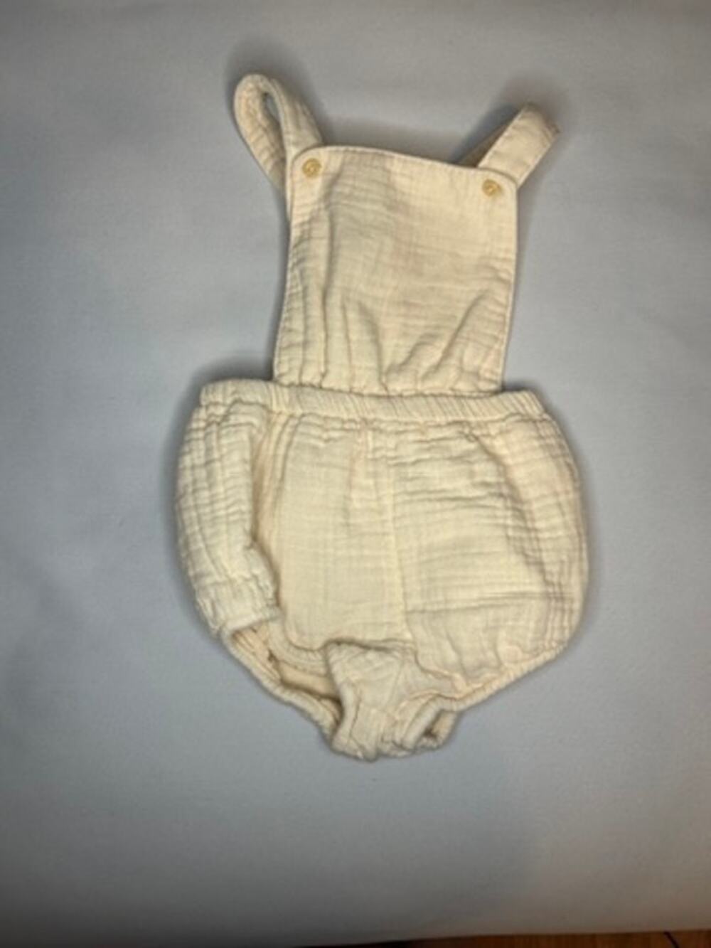 H&M Baby 6-9M Cream Organic Cotton Gauze Muslin Bubble Romper Overalls